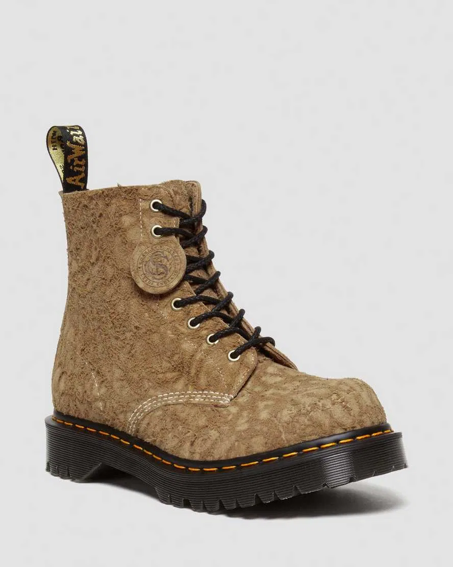 Ботинки на шнуровке из тисненой замши, изготовленные в Англии в 1460 году Dr Martens, бежевый, коричневый