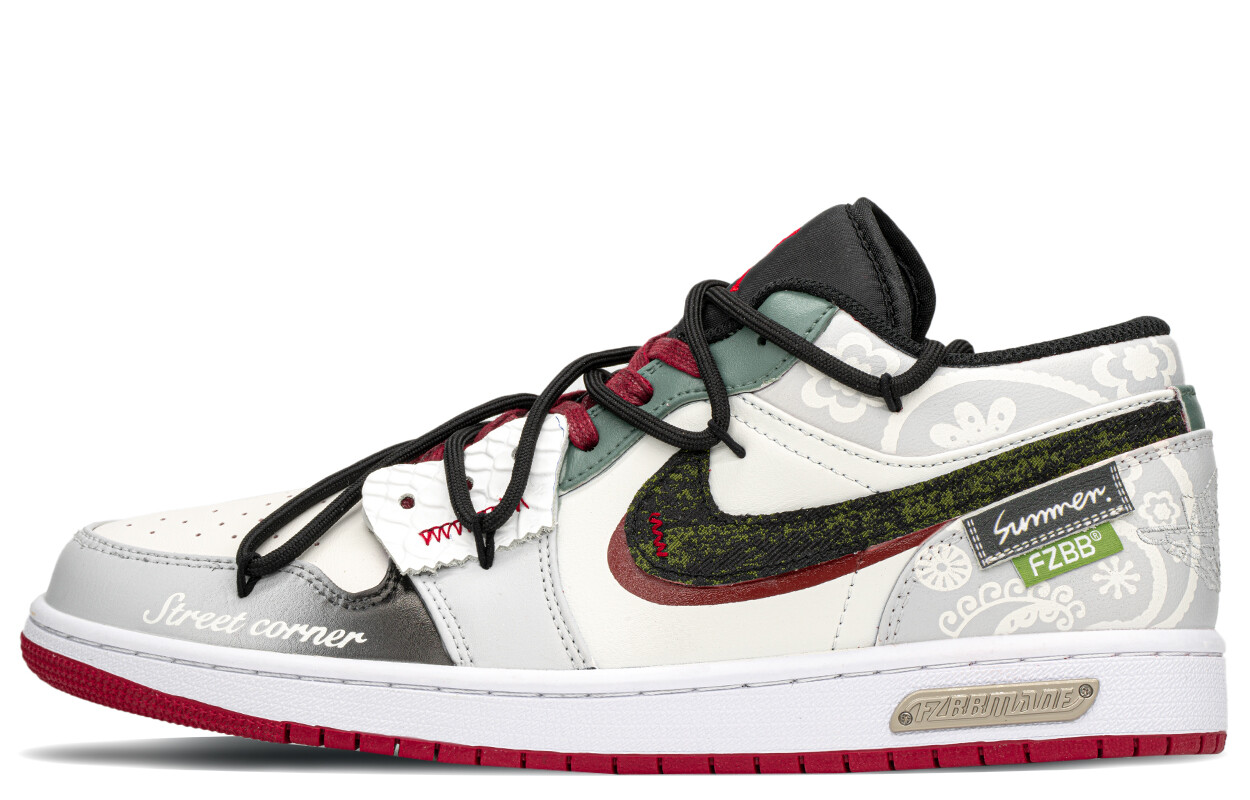 

Кроссовки Air Jordan 1 Vintage Basketball Shoes Men Low-top Grey/green, зеленый