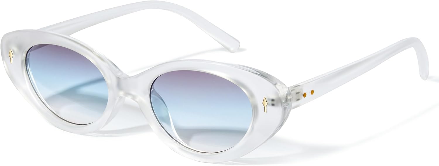 

Женские солнцезащитные очки Cyxus Trendy Cateye с защитой от УФ-излучения UV400 и антибликовым покрытием, идеально подходят для вождения, покупок и отдыха на природе, 01-transparent Frame Blue Lens 1348