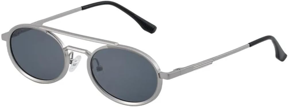 

Маленькие овальные солнцезащитные очки в стиле стимпанк с металлической оправой для женщин, роскошные винтажные очки с двойной дужкой, классические круглые очки в стиле панк VFDHN, C9silver3gray