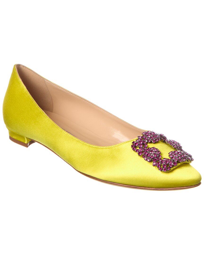 Manolo Blahnik Атласные балетки Hangisi без каблуков, желтый