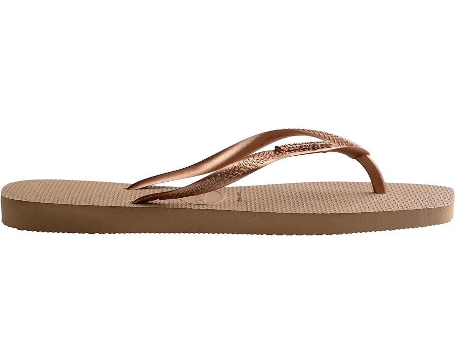 Сандалии Havaianas Slim Square Logo Metallic Flip-Flop, цвет Rose Gold/Rose Gold — фото 4
