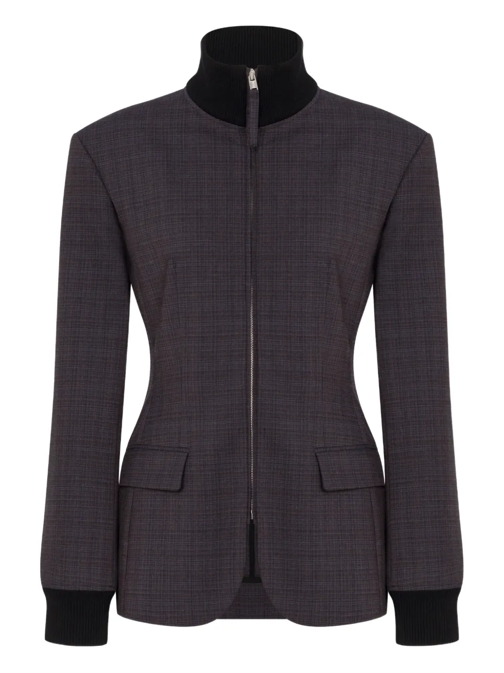 

Клетчатое пальто на молнии Moschino, серый