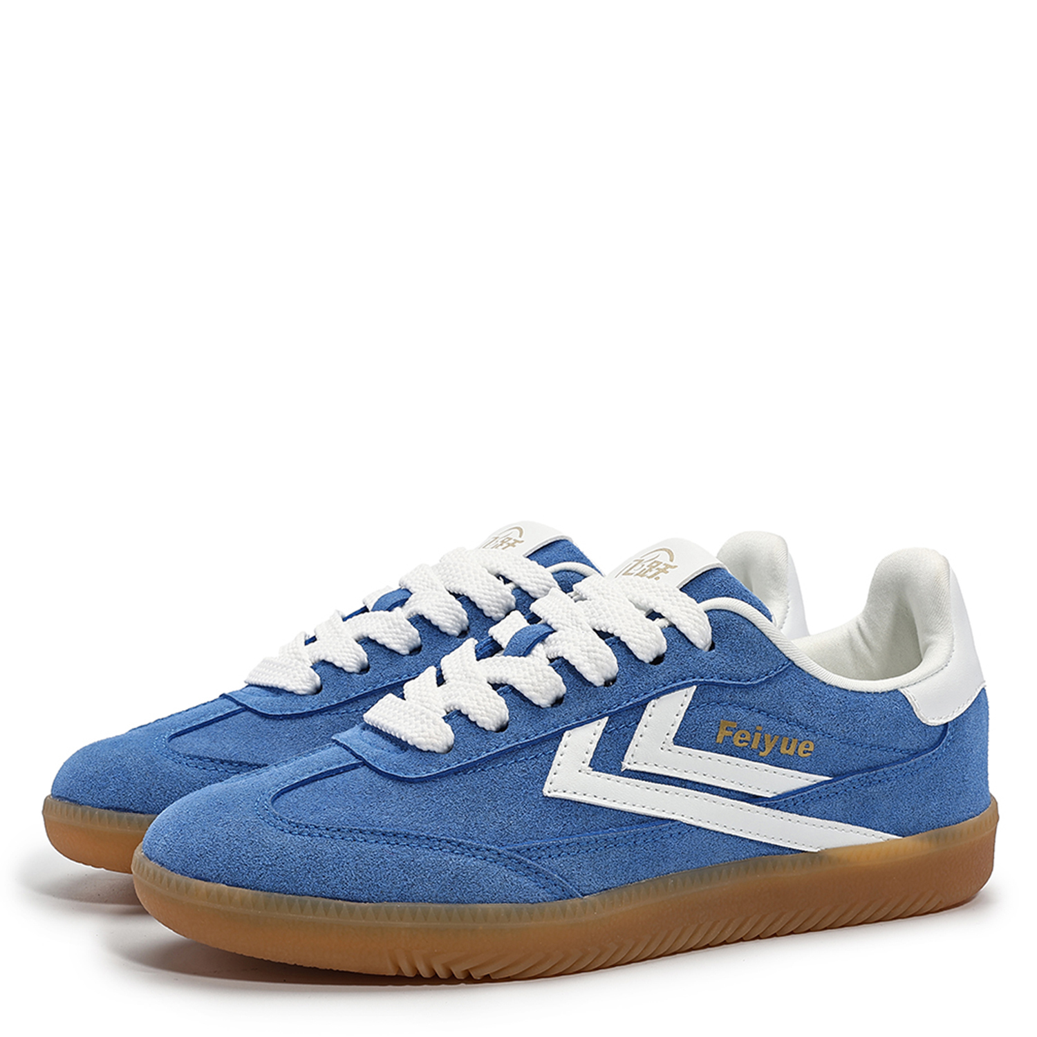 Feiyue Немецкие армейские кеды Unisex низкие верх зеленый/белый/имбирно-желтый - королевский синий, цвет Royal Blue — фото 3