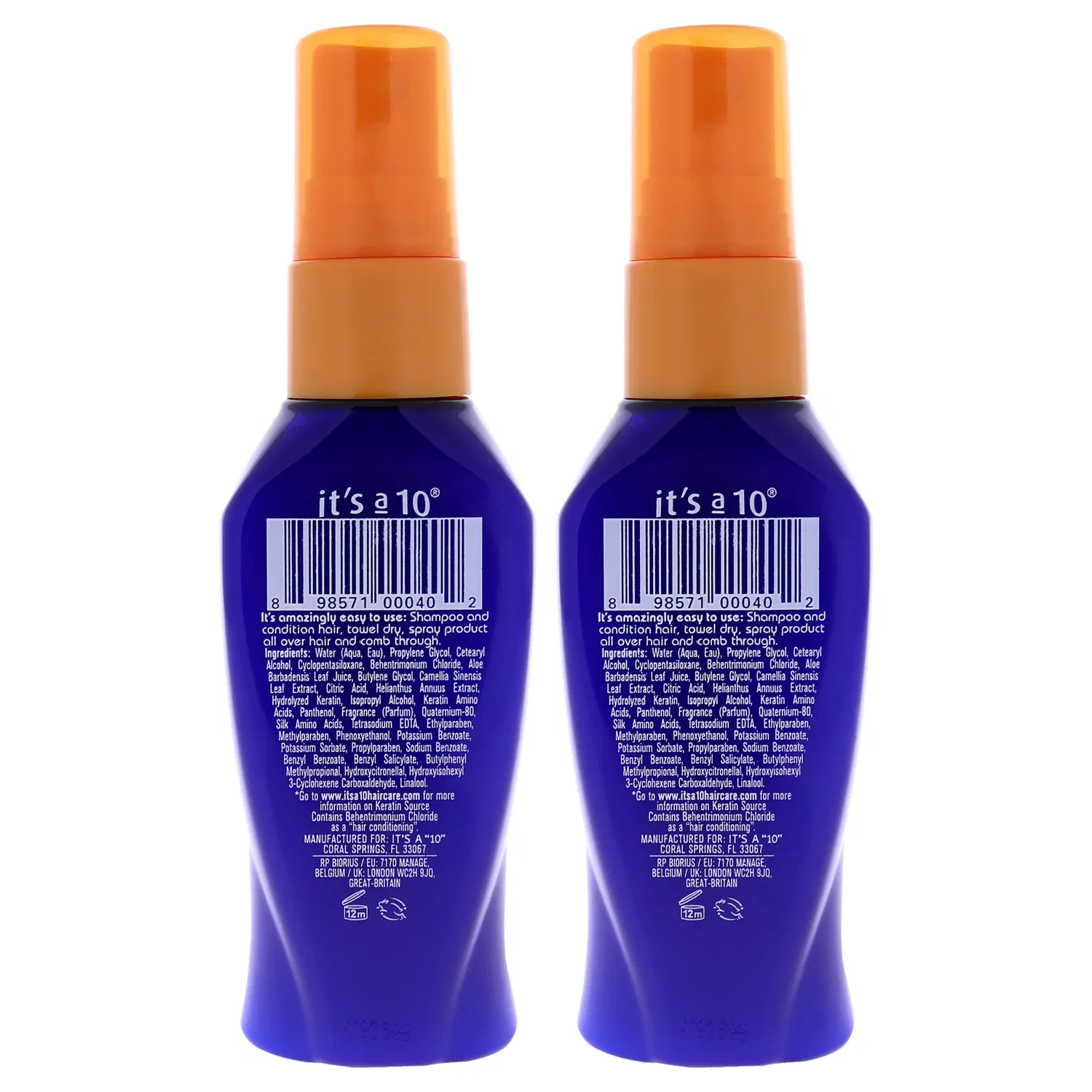 Несмываемый кондиционер Miracle Leave In Plus Keratin от Its A 10 для мужчин и женщин - лак для волос 59 мл - упаковка из 2 штук, Clear — фото 2