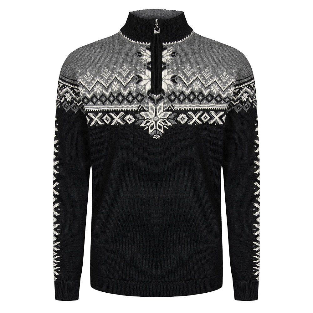 

Мужской свитер с застежкой-молнией на четверть длины, посвященный 140-летию компании Dale of Norway., Black/Smoke/Off White