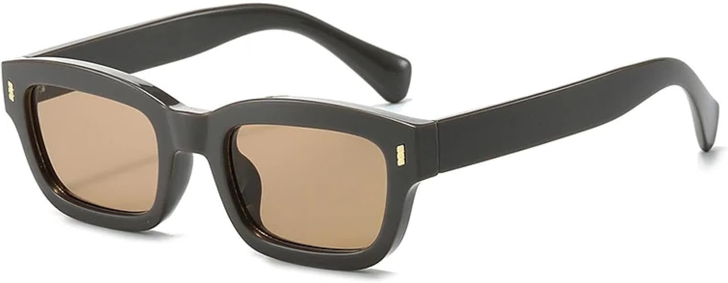 

Модные маленькие женские солнцезащитные очки класса люкс с винтажным декором и заклепками, мужские солнцезащитные очки желейного цвета с защитой от УФ-излучения UV400 TVTBBVV, Grey Khaki Tea