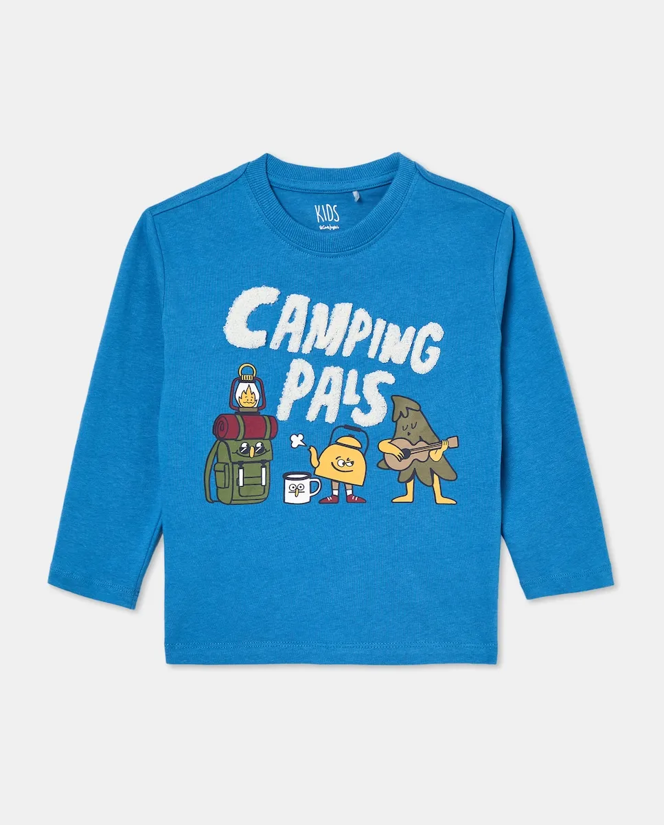 

Детская футболка с длинным рукавом и графическим принтом Kids El Corte Inglés, синий