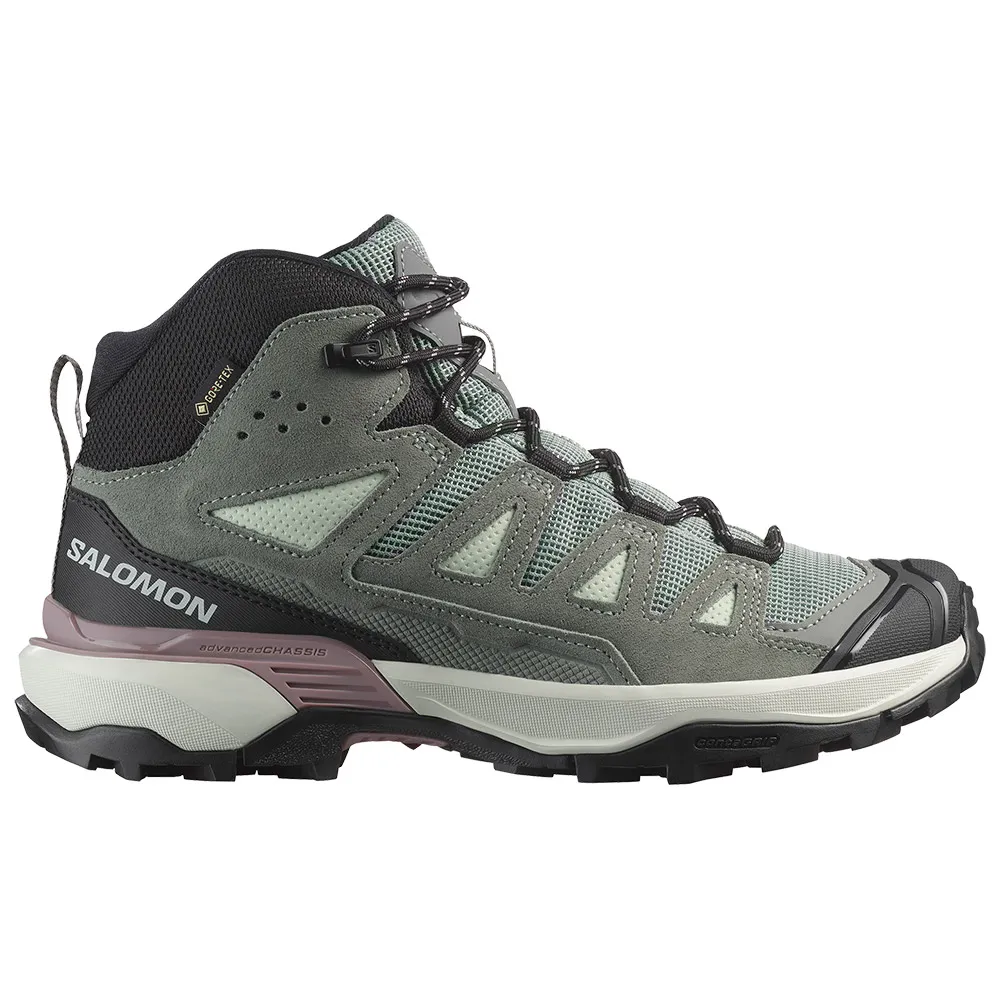 Походные ботинки женские Salomon X Ultra 360 Goretex комбинированные, серо-зеленый