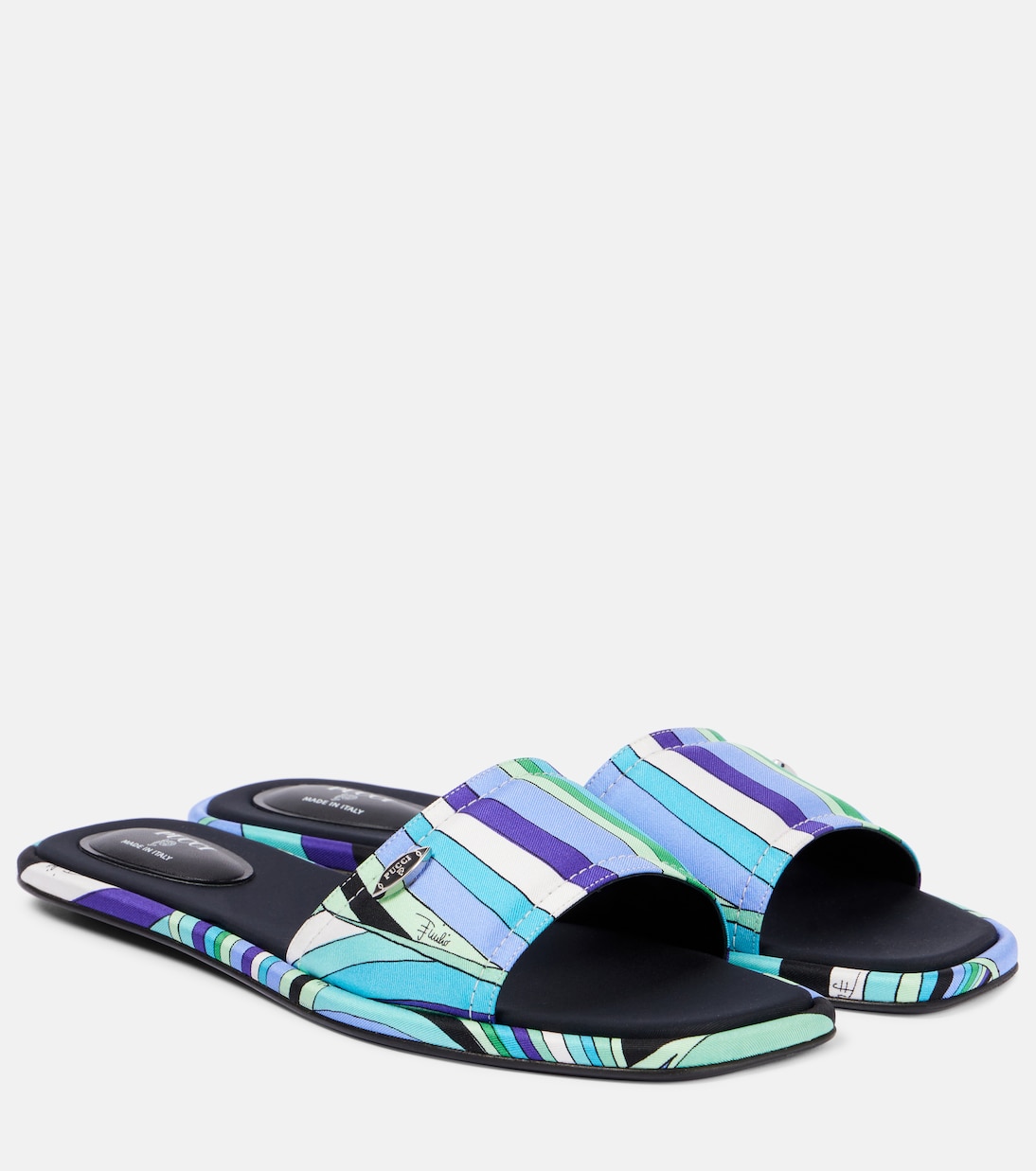 Ирисовые сандалии-танга в рубчик Pucci, Verde/Lilla