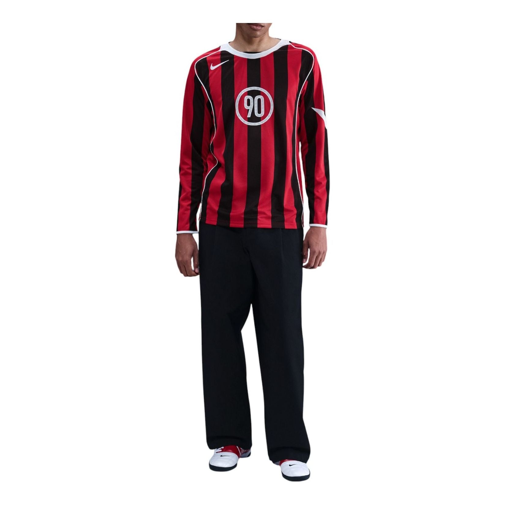 Футболка с длинными рукавами Nike Total 90 Dri-FIT, цвет «Gym Red White» — фото 2