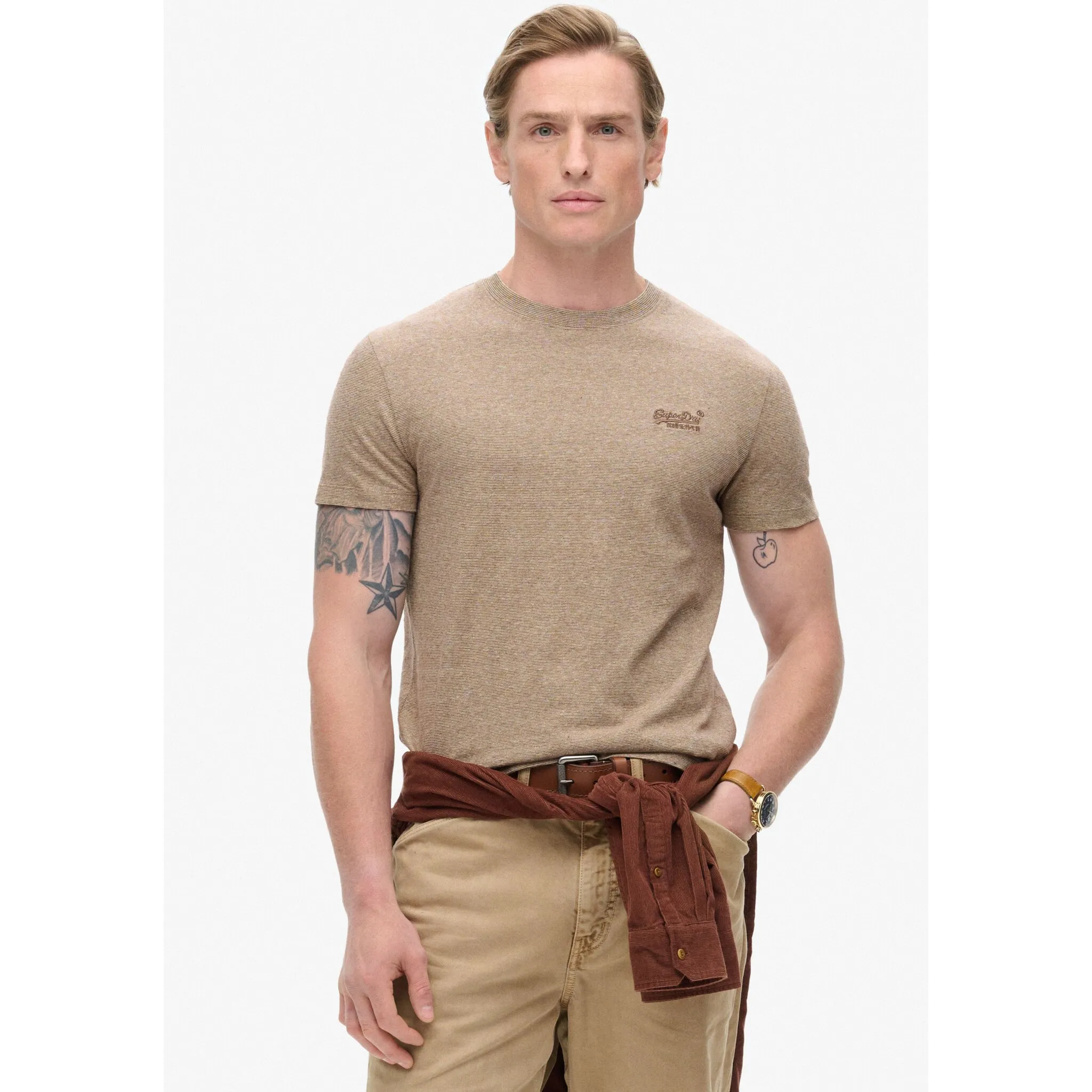 

Рубашка с круглым вырезом Superdry "Футболка Essential Logo из органического хлопка", цвет Desert Sand Feeder