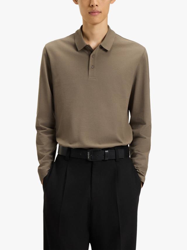 

Хлопковая поло с длинными рукавами Regular Fit от HUGO HUGO BOSS, Medium Grey