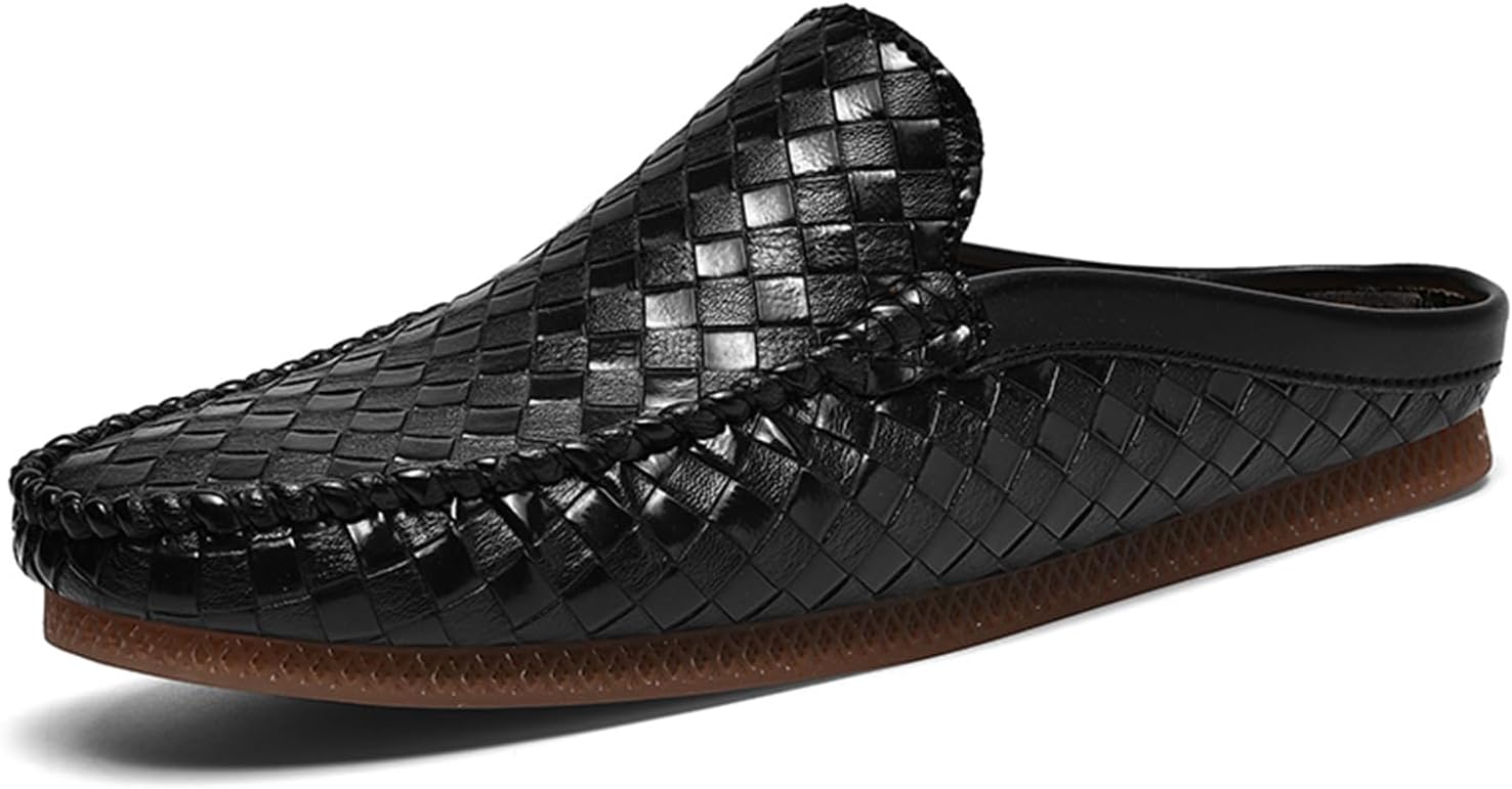 

Мужские мокасины с принтом из кожи Баотоу, туфли-мюли, простые, удобные, без шнурков, с круглым закрытым носком, плоской подошвой и ремешком сзади, для работы, отпуска, пляжа и шопинга Enjgu, черный