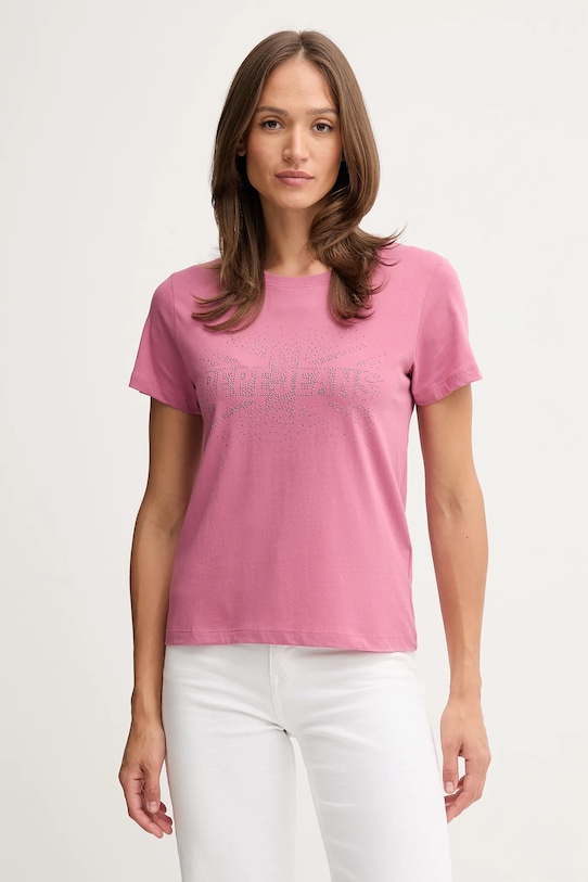 

Хлопковая футболка Pepe Jeans, розовый