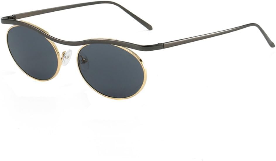 

Солнцезащитные очки UV400 с защитой от УФ-излучения - овальные, в стиле металлик-панк, с градиентным переходом цвета, подходят для женщин и мужчин, для бега и занятий спортом на открытом воздухе UYPTK, Gun Golden Gray