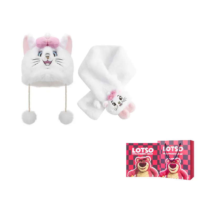 

Disney Полиэстеровая шапка унисекс, Marie Cat Plush Thermal Hat+Plush Scarf Set