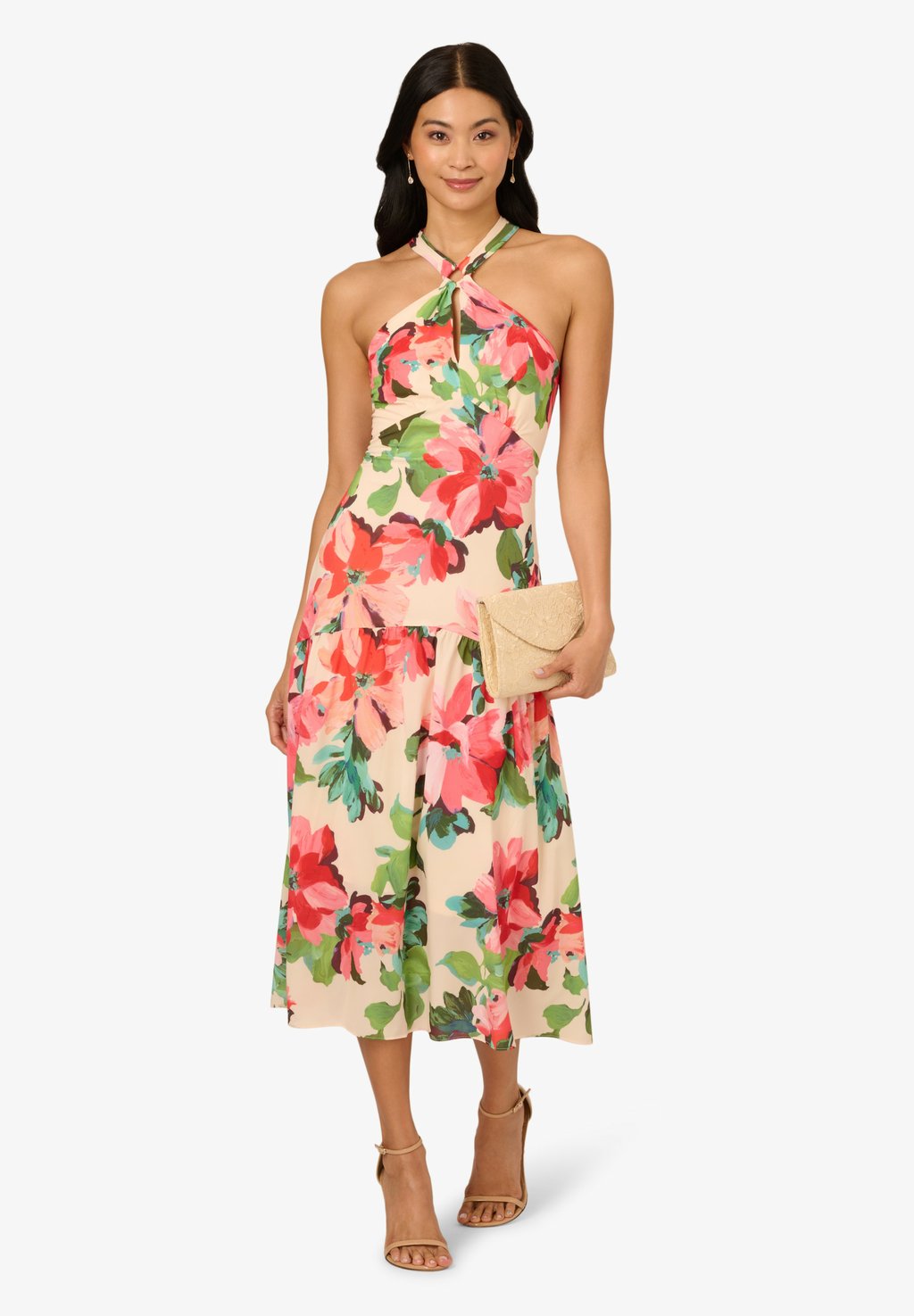 

Повседневное платье HALTER FLOUNCE MIDI Adrianna Papell, мультиколор