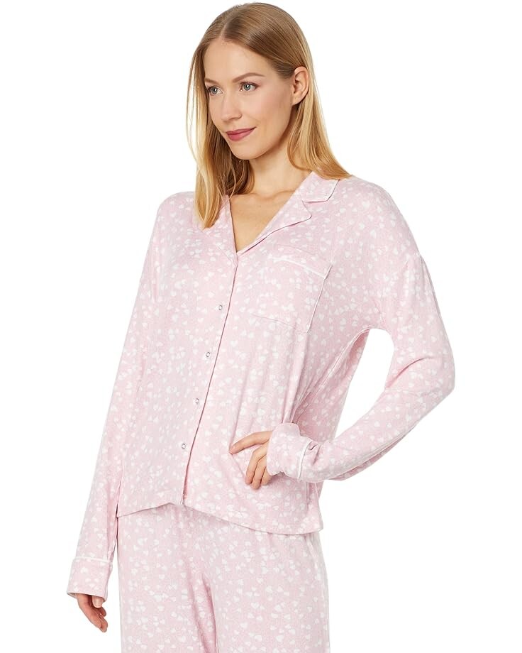 

Пижамный комплект Splendid Long Sleeve Notch Long PJ Set, цвет Outline Heart