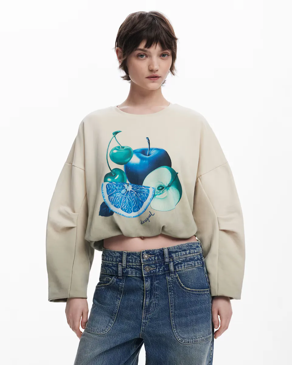 

Женская стеганая толстовка с принтом фруктов Desigual, бежевый