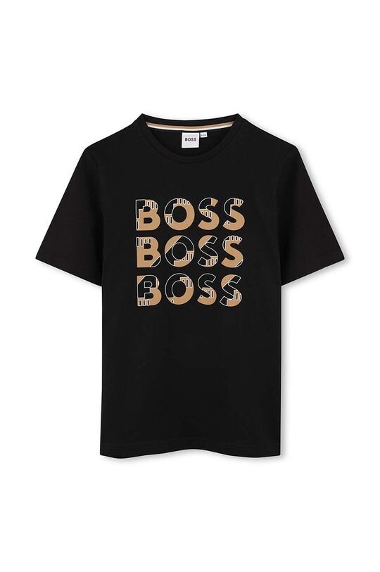 

Детская хлопковая футболка Boss, черный