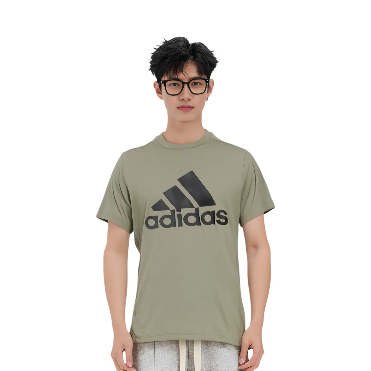 Футболка Adidas мужская армейский зеленый — фото 4
