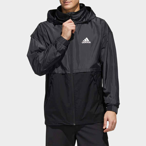 Куртка adidas Outdoor Splicing Causual Sports Jacket Male Black, черный — фото 3