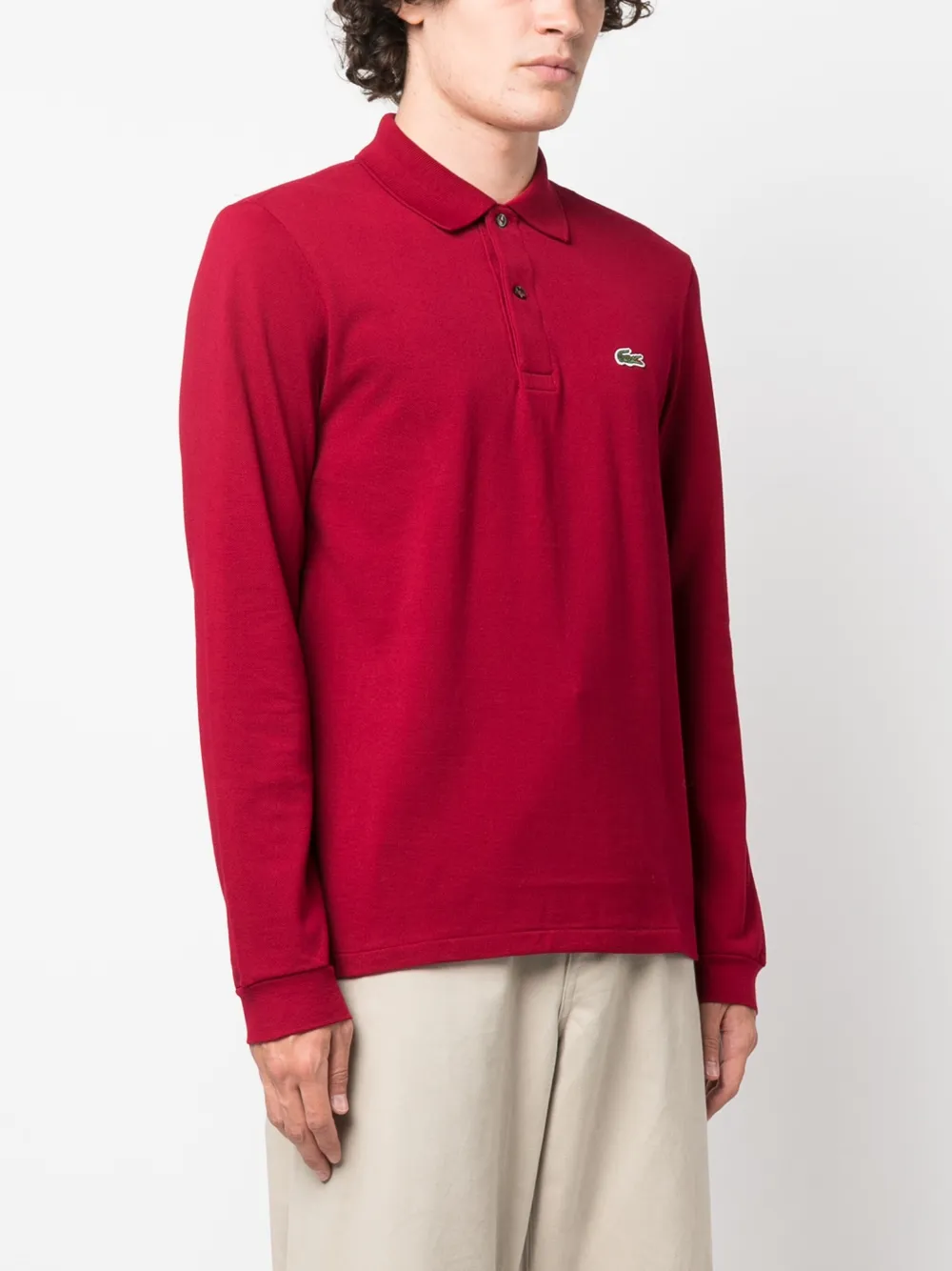 Рубашка поло с длинными рукавами и нашивкой-логотипом Lacoste, красный — фото 3