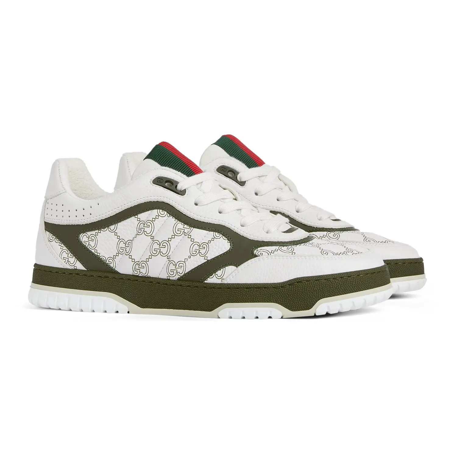 GUCCI Re Web низкие скейтборд кроссовки мужские white green — фото 4