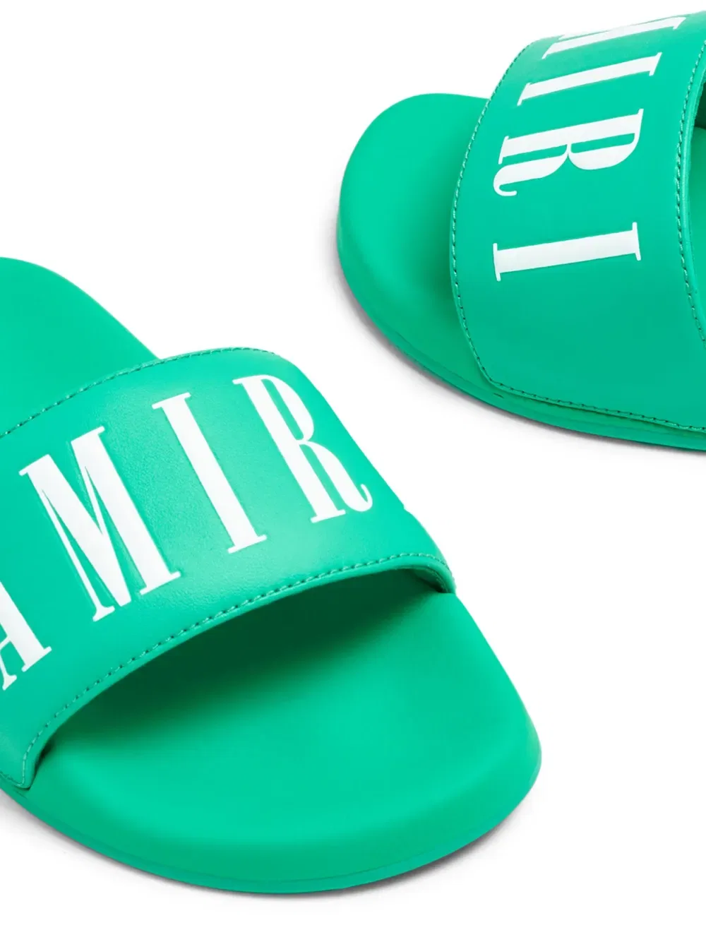 Тапочки с круглым носком и принтом логотипа Amiri, зеленый — фото 2