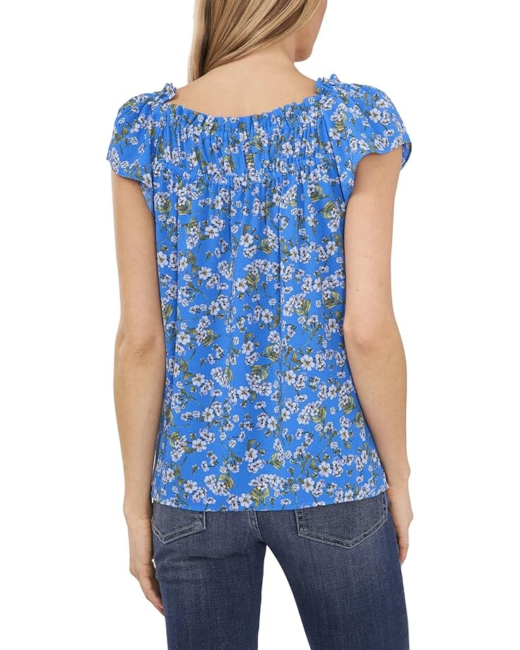 

Блуза CeCe Printed Square Neck Blouse, цвет Ocean Blue