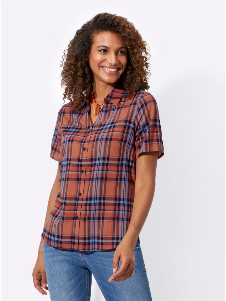 

Клетчатая блузка в клетку цвета папайи и небесно-голубого цвета WITT WEIDEN