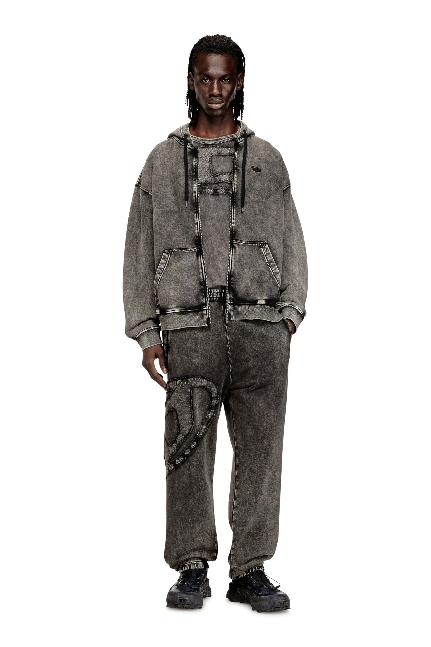Мужская толстовка на молнии S-BOXT-HOOD-ZIP-DEN Diesel, black — фото 2