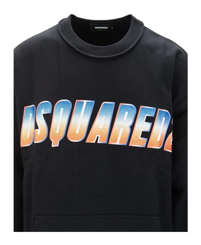 Мужская толстовка-пуловер с блестящим принтом Dsquared2, черный — фото 3