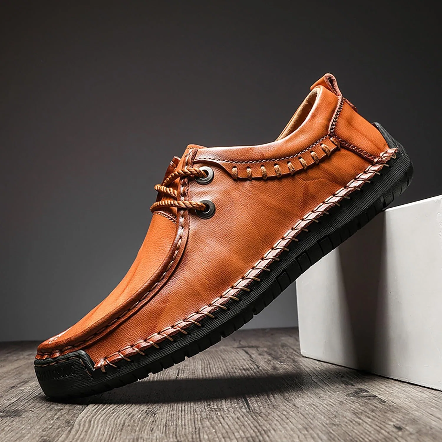 Лоферы мужские кожаные Vintage Comfort, коричнево-желтый DAO-UPPSE — фото 2