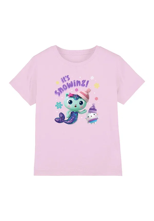 Футболка Gabby's Dollhouse Mercat Its Snowing Christmas Print T-Shirt Universal Studios, розовый