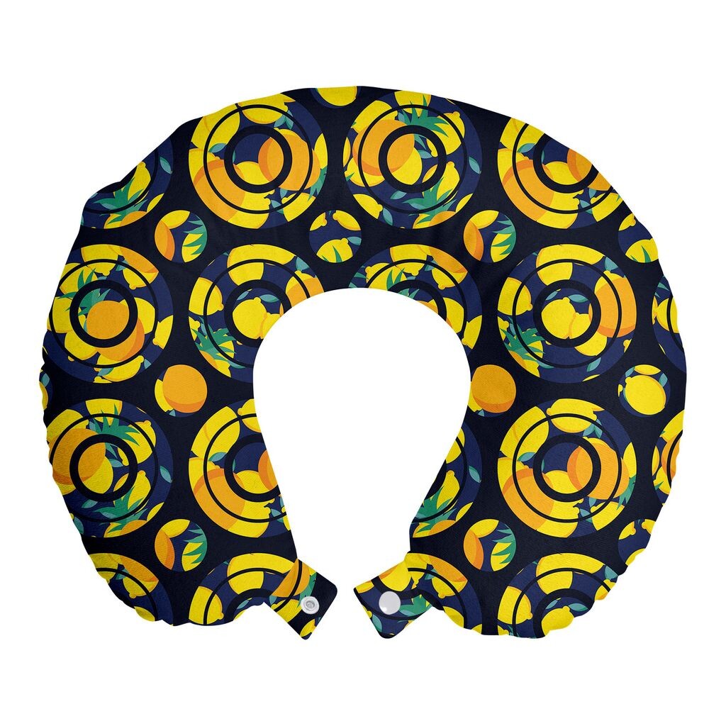 

ABAKUHAUS Подушка для путешествий Lemon Travel Pillow, Modern Citrus Art, Пенопластовые дорожные принадлежности для самолета и автомобиля, 30x30 см, Разноцветные