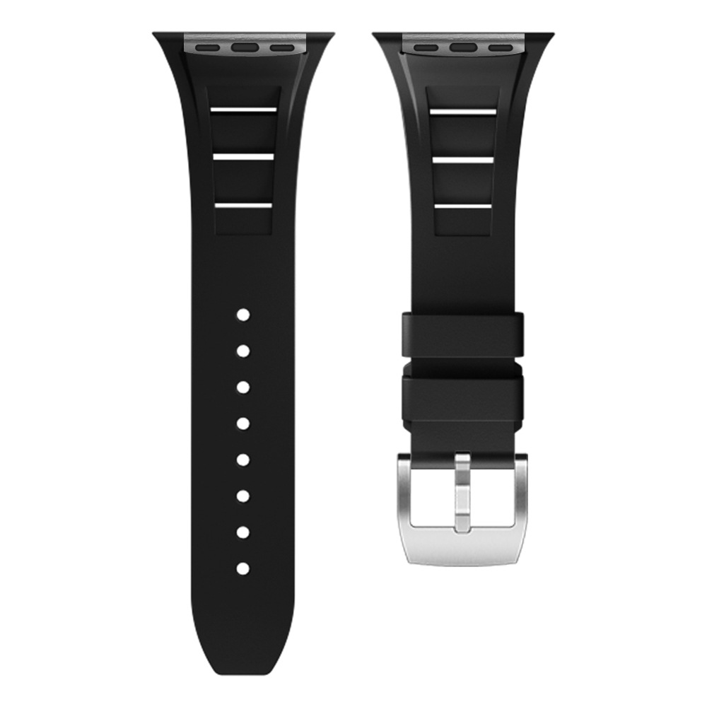 

IBOANN Часы Strap Apple Compatibility Silicone Material 205mm, Black with Silver Needle Buckle