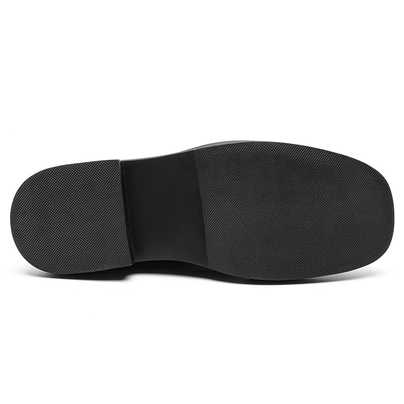 WEISHIBANGWEI Повседневные кожаные туфли мужские черные с потайным клином, цвет Black Hidden Wedge — фото 4