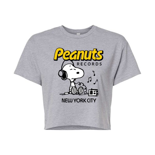 

Футболка с принтом Snoopy и наушниками Peanuts Records для подростков Licensed Character, серый
