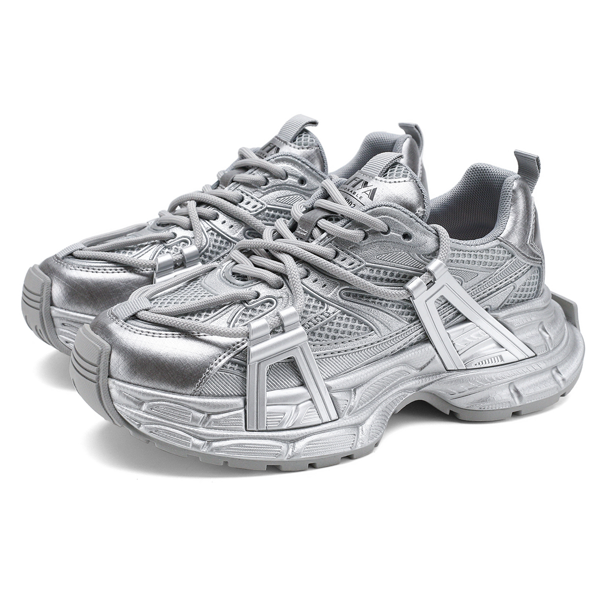 

SAFIYA Низкие массивные кроссовки унисекс серебристые, цвет Silver