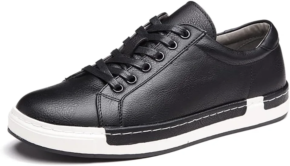 Мужские кожаные повседневные туфли на шнуровке Oxfords, модные, нескользящие, удобные кеды для бизнеса Asifn, черный — фото 2