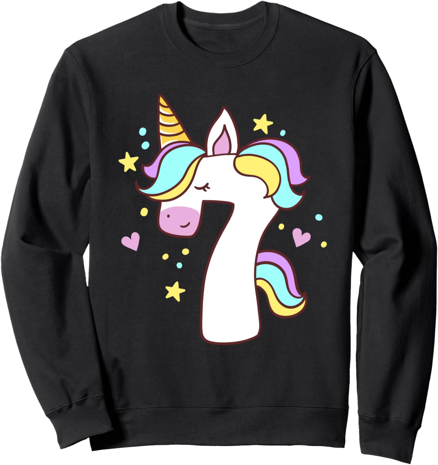 

Милая толстовка с единорогом для вечеринки в честь 7-летия девочки 7 лет Magical Unicorn Birthday Outfits, черный