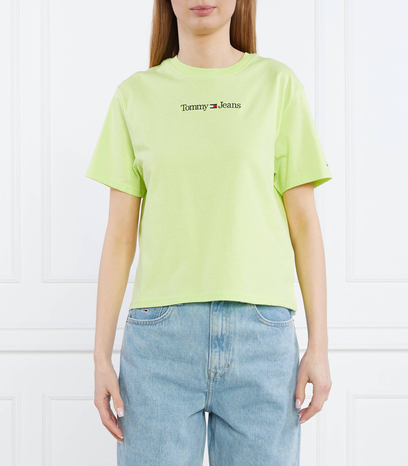 

Футболка Tommy Jeans SERIF LINEAR Regular Fit, лаймовый