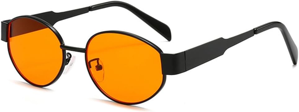 

Солнцезащитные очки в овальной металлической оправе для женщин, модные, с прозрачными линзами с градиентом «океан», защита от УФ-излучения UV400, мужские солнцезащитные очки в стиле панк generic, Black Orange