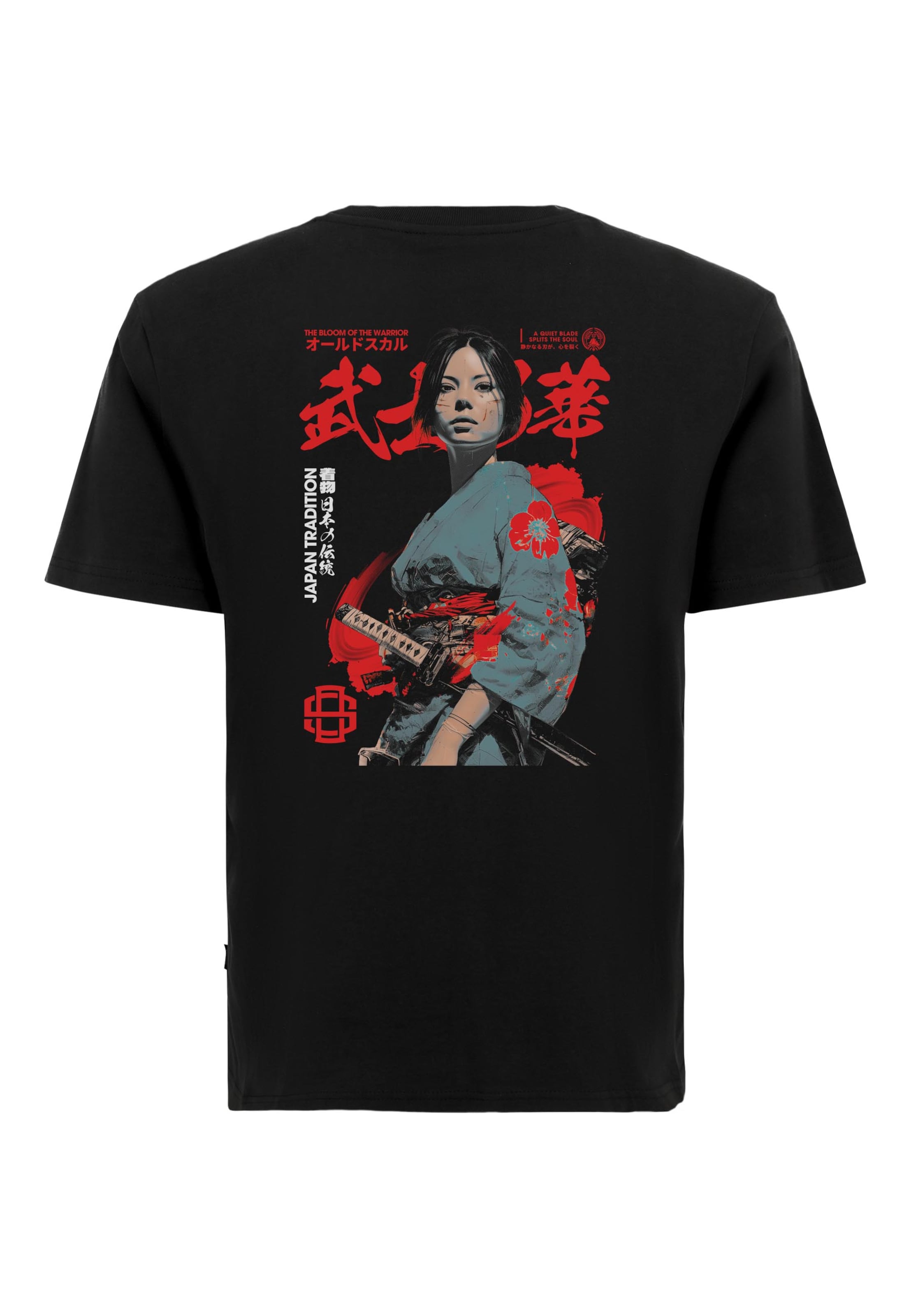 

Oldskull Футболка 'Asian Blossom Warrior Graphic' в черном цвете