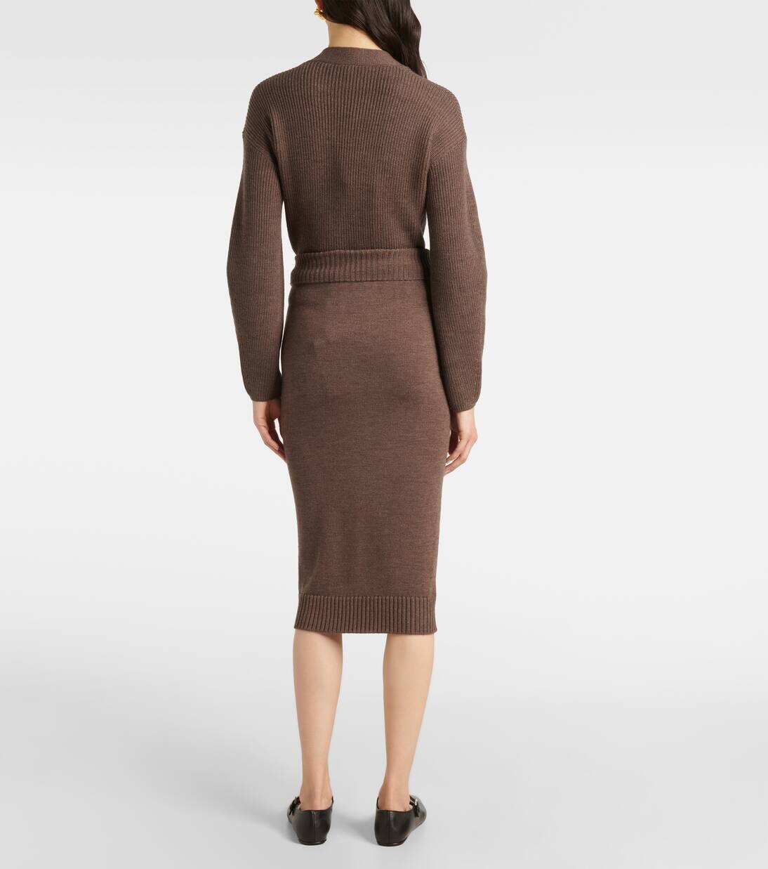 Юбка миди из натуральной шерсти Melk Max Mara, цвет nocciola — фото 3