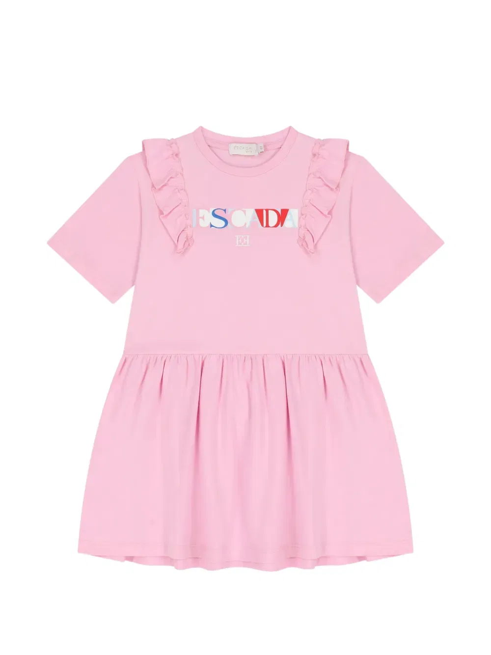 Платье с короткими рукавами и оборками Escada Kids, розовый