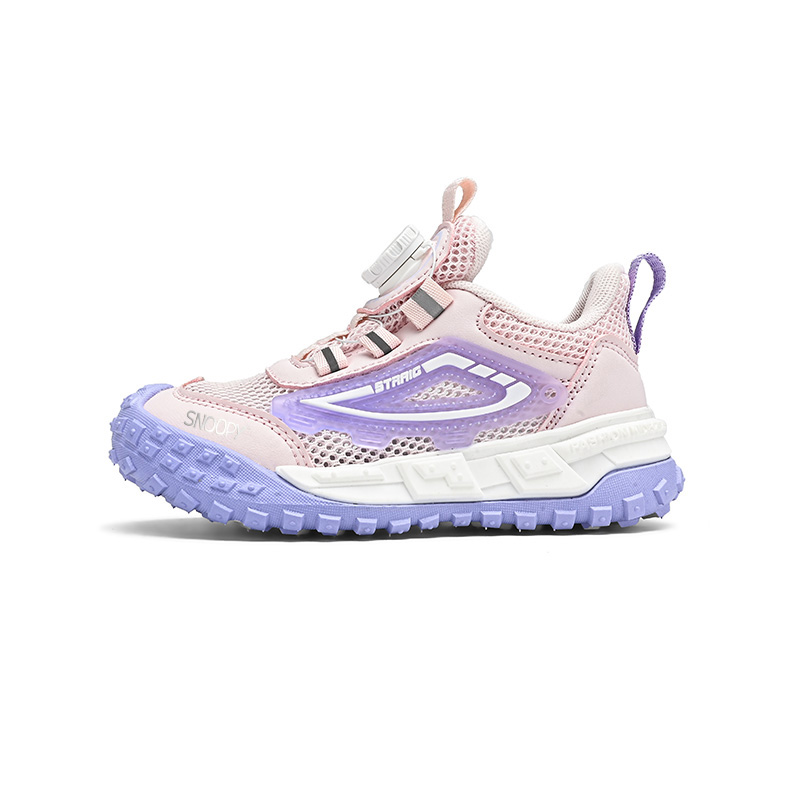 

Кроссовки для бега с низким верхом, противоскользящие, амортизирующие, износостойкие, дышащие, детские SNOOPY, розовый/фиолетовый