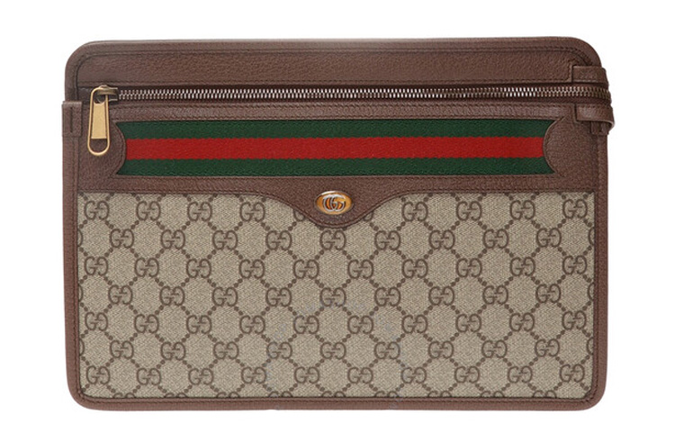 

Холщовая сумка-клатч с кожаными вставками Regular Men's Ebony GUCCI